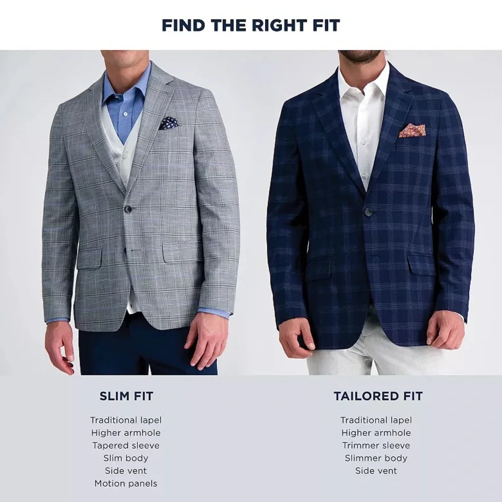 NWT Men's J.M. Haggar Premium Tailored Fit Windowpane Sport Coat Ivory SZ 42 Reg